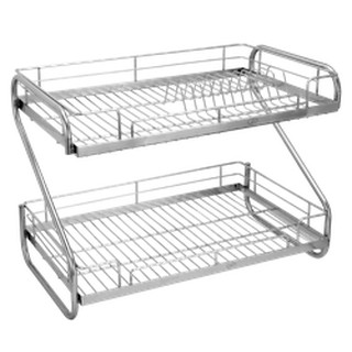 Kệ chén dĩa inox 304, kệ úp chén bát - Kệ úp chén dĩa 2 tầng inox 304 cao cấp  chữ S