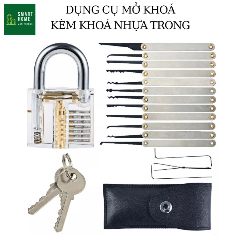 Bộ 15 dụng cụ chìa khoá đa năng cùng khoá trong suốt chuyên dụng cứu hộ xe máy oto