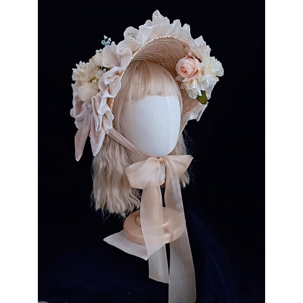 YASLC0171-Mũ rơm bonnet lolita phong cách Pháp