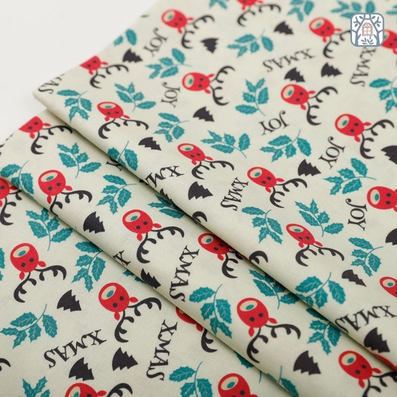 CS21-160 Vải cotton 100% tự nhiên🍒Chuanshui🍒khổ vải 145cm, noel họa tiết nhí ,NOEL, CHRISTMAS - vải đẹp handmade,quần áo