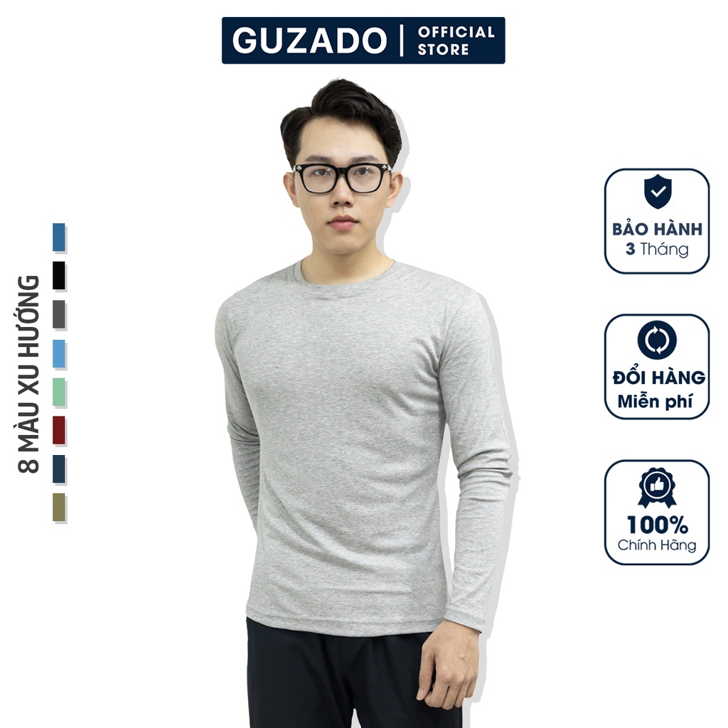 Áo thun dài tay nam thu đông giữ nhiệt GUZADO Cotton CVC Cao Cấp,Co Giãn ,Form Regular Fit Dễ Phối Đồ GTD16