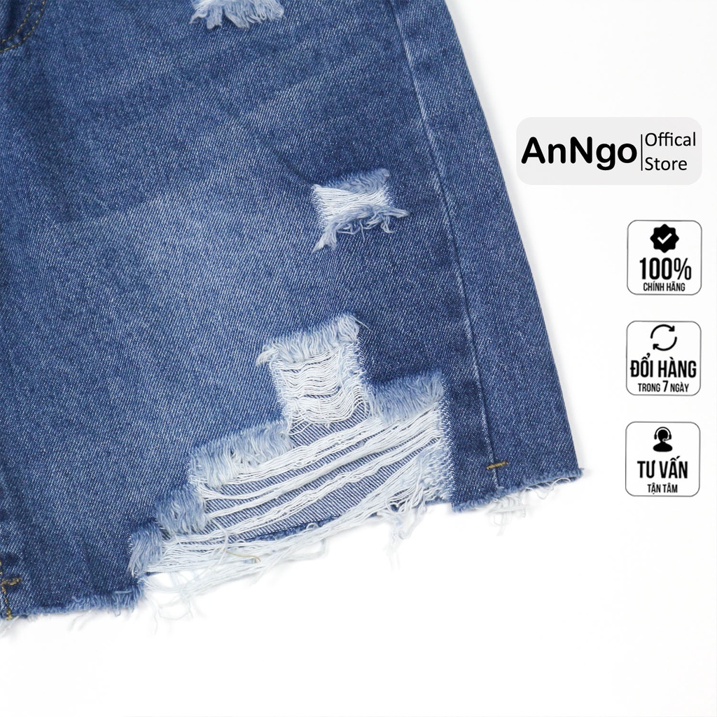 Quần jean ngố nữ rách gối vải jean denim đẹp dễ phối đồ AnNgo - AT168