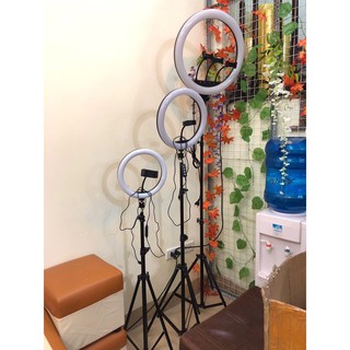 Đèn LiveStream Cỡ Lớn 45cm + Điều Khiển + 3 Kẹp Điện Thoại Đã Gồm Chân cao 2m1
