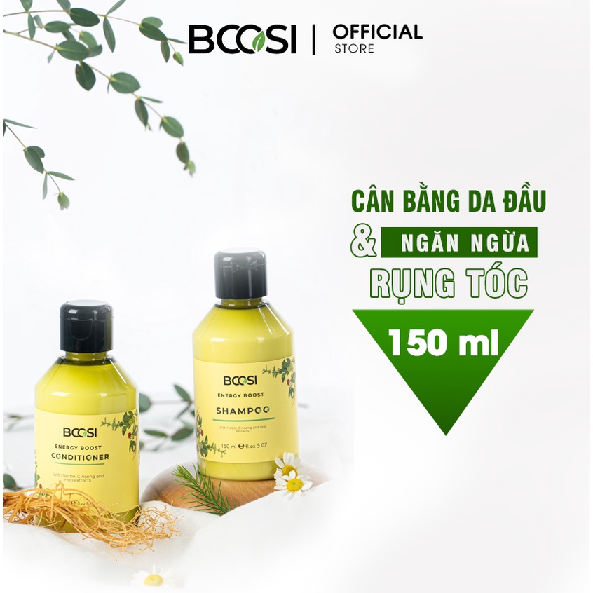 Combo Dầu gội – dầu xả năng lượng cân bằng da đầu và ngăn ngừa tóc gãy rụng Bcosi Energy Boost 150ml