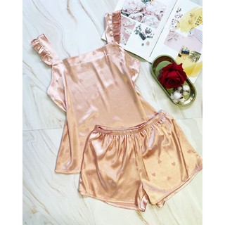 [HÀNG CAO CẤP 1 ĐỔI 1] - Set Pijama Lụa Tim Gấm Ba Lỗ  Cao Cấp - Mã L204