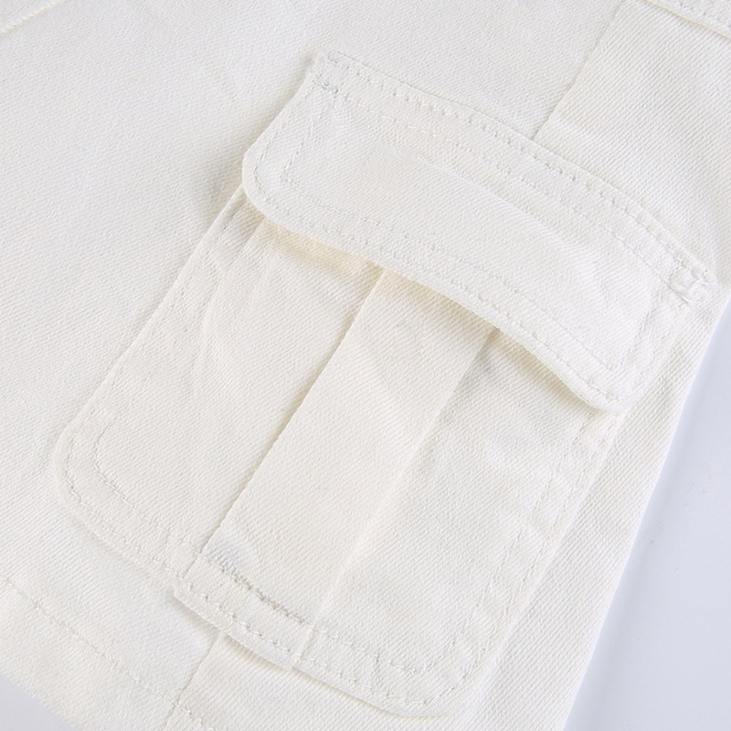 Chân Váy Jean Chữ A Lưng Thấp Xếp Ly Màu Sắc Đơn Giản Cho Nữ