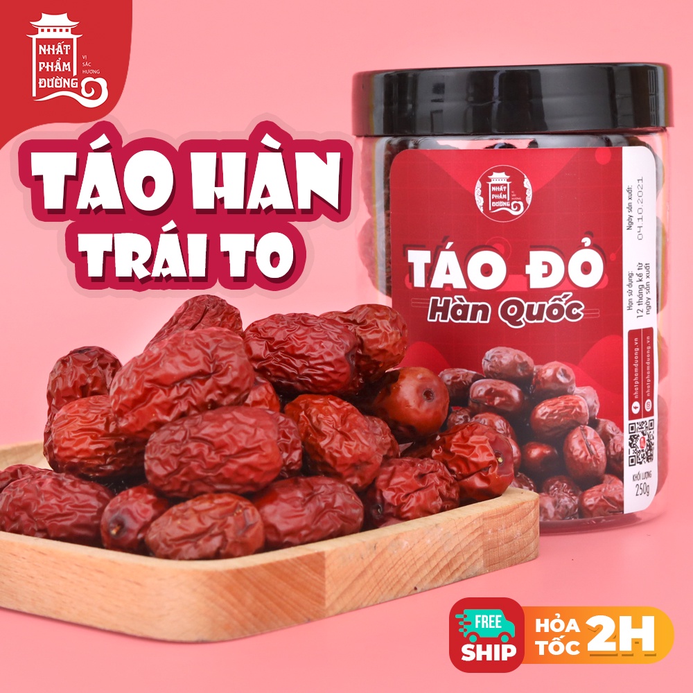 Táo đỏ Hàn Quốc 250g Nhất Phẩm Đường hoa quả sấy khô nguyên liệu nấu chè đồ ăn vặt ngày tết