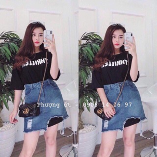 Sét áo ba lỗ + chân váy body jean