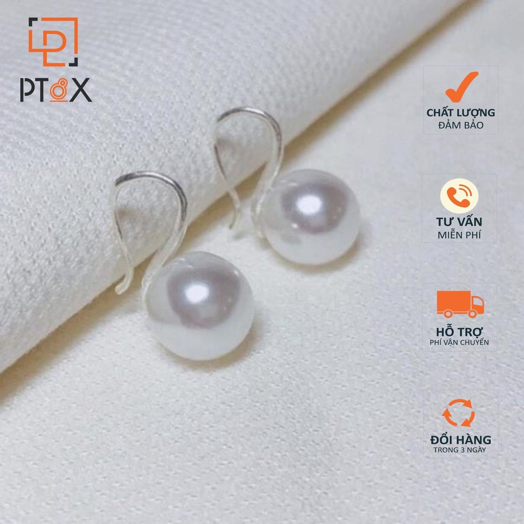 Bông tai móc câu hạt ngọc trắng nhân tạo PT8X