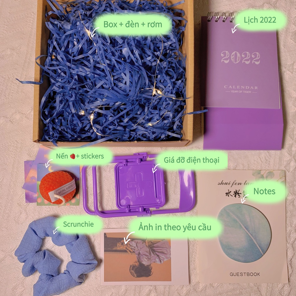 Hộp quà Tặng Dành Cho Bạn Gái Mê Scrunchies Set Chun Buộc Tóc Dễ Thương Tặng Giáng Sinh Sinh Nhật 8/3 20/10