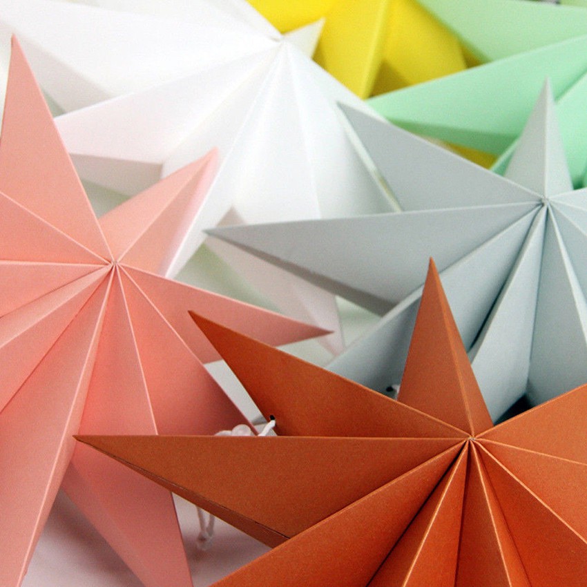 Lồng Đèn Giấy Hình Ngôi Sao 3D Treo Trang Trí Giáng Sinh