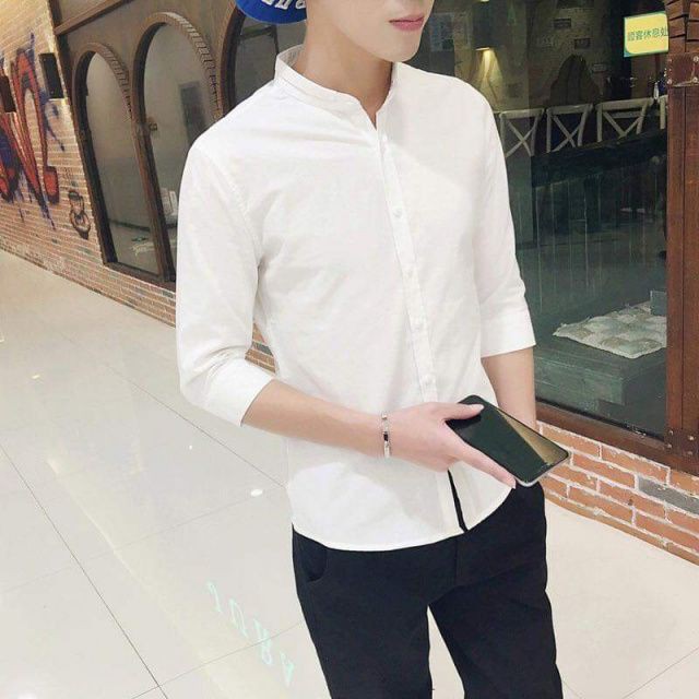 [BIG SALE] (RẺ VÔ ĐỊCH- SL GIỚI HẠN) Áo Sơ Mi  trắng Cổ Tàu Nam Dài Tay Vải Lụa Cao Cấp Chống Nhăn Chống Xù Chống Bám bụ