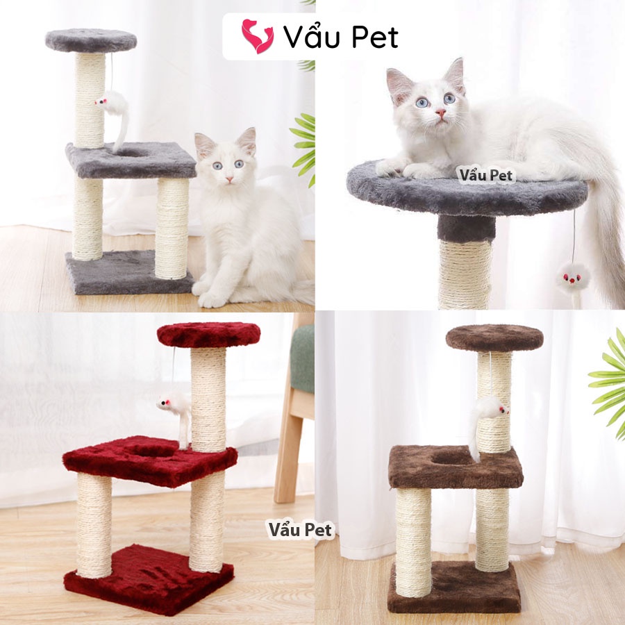 Trụ cào móng cho mèo 3 tầng - Cat Tree, nhà cây cào móng đồ chơi cho mèo Vẩu Pet Shop