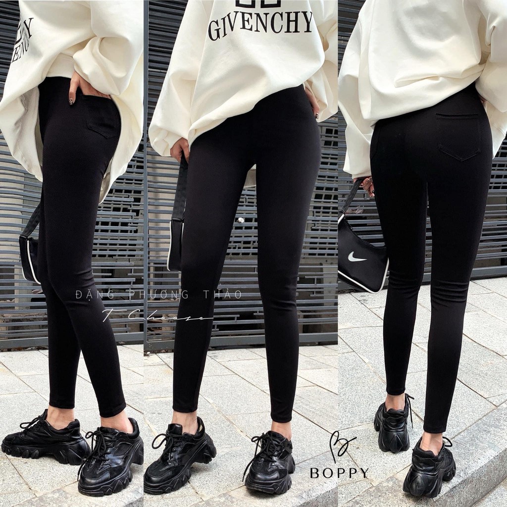 Quần legging nữ dài dáng skinny lưng cạp cao giữ nhiệt leggin thun om bó vải dày dặn Q-08