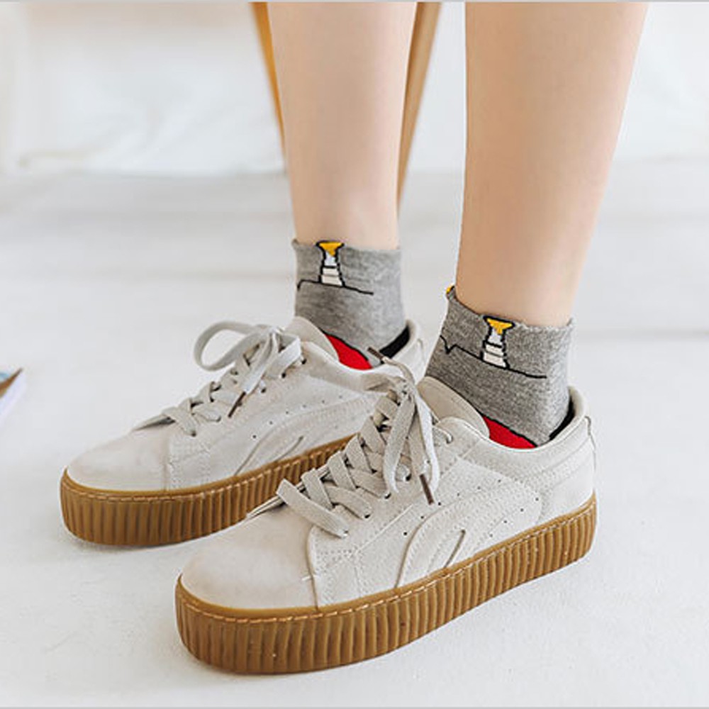Set 5 đôi Tất vớ nam nữ cổ ngắn in hình Cậu Bé Shin Bút Chì phong cách hàn quốc Micado