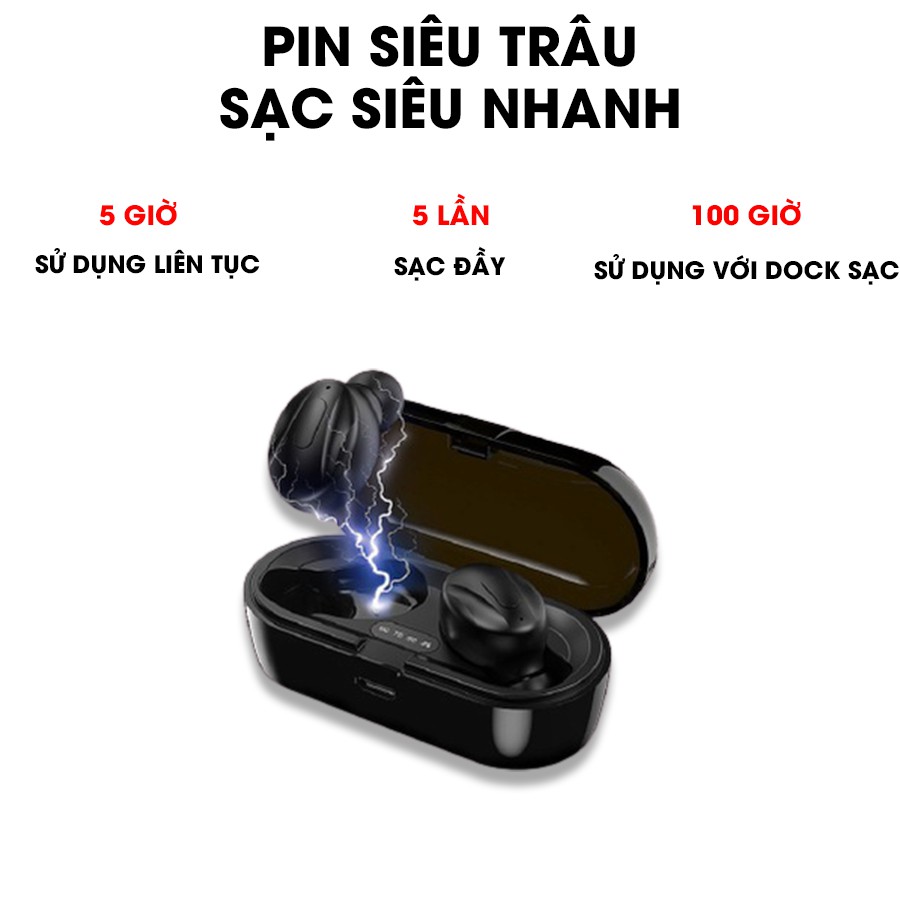 Tai nghe bluetooth 5.0 không dây nhét tai mini thể thao gaming pin trâu đèn LED hiển thị phần trăm pin KMT Store P14