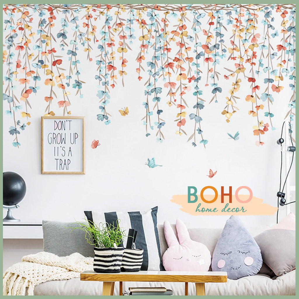 Decal dán tường, tranh dán tường phòng ngủ, quán cà phê, cửa hàng hình Dàn hoa leo BH64