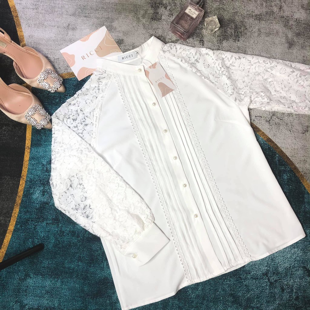 Sơ Mi Phối Tay Ren Ricci thiết kế chất liệu lụa cao cấp mềm mát màu hè |  RICCI OFFICIAL | BigBuy360 - bigbuy360.vn
