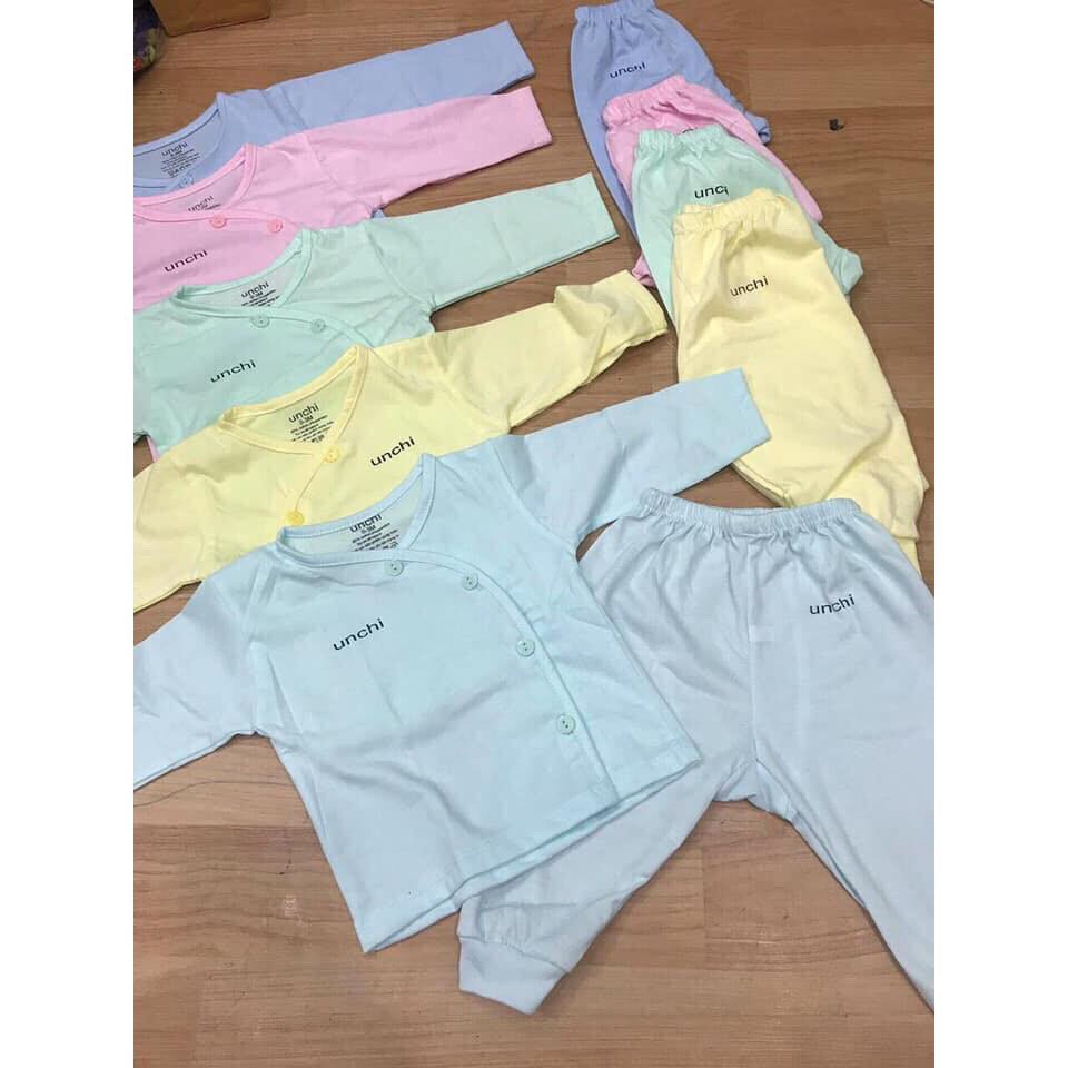 Bộ unchi cotton cài khuy lệch quần đáp đũng cho bé chất đẹp