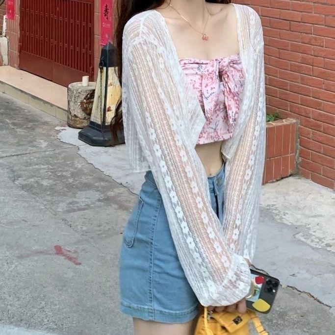 Áo Khoác cardigan Ren Mỏng Tay Dài Chống Nắng Thời Trang Mùa Hè Cho Nữ