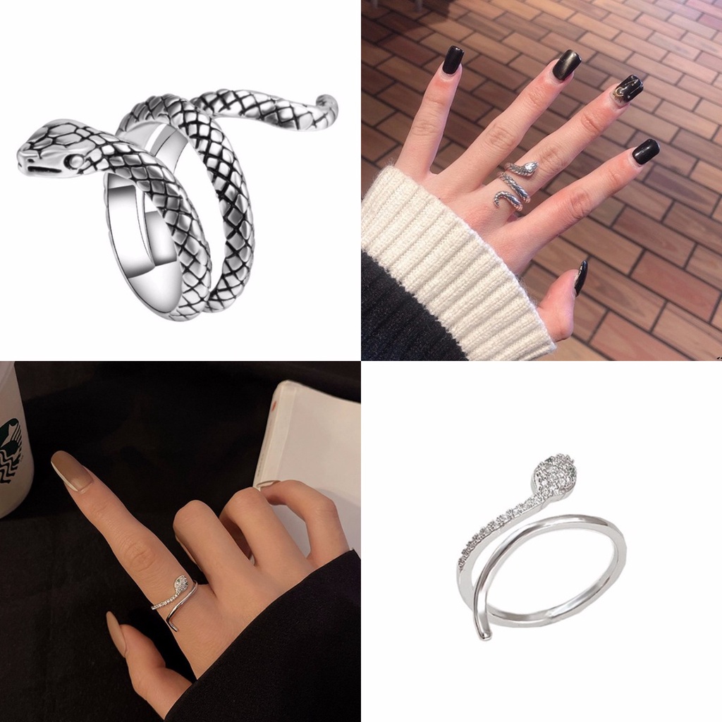Nhẫn Hình Rắn Đính Đá Pha Lê Thời Trang Cá Tính Dành Cho Nữ