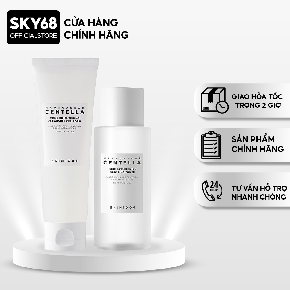 Combo Làm Sạch, Dưỡng Sáng Da Chuyên Sâu Skin1004 Madagascar Centella Brightening (SRM 125ml + Toner 210ml) - Trắng