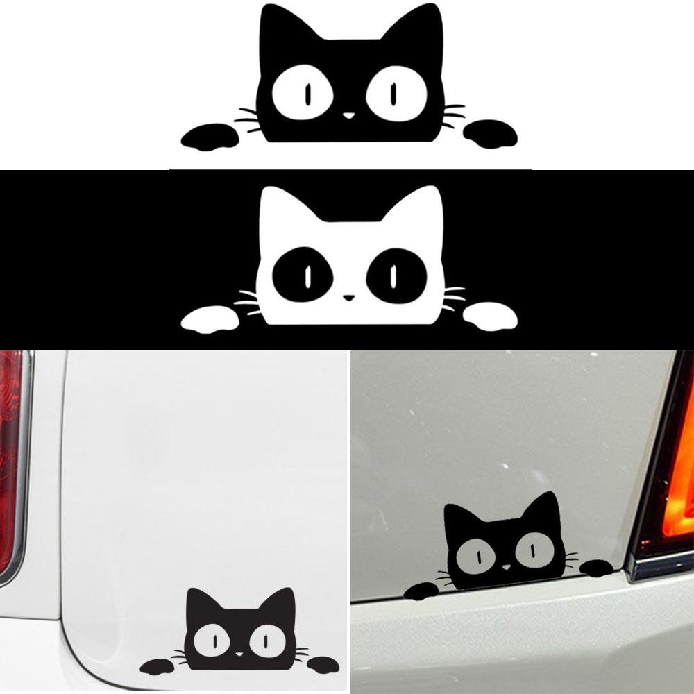 Decal Dán Trang Trí Xe Hơi Họa Tiết Chú Mèo Hoạt Hình Nhiều Màu Sắc 14CM*6.2CM