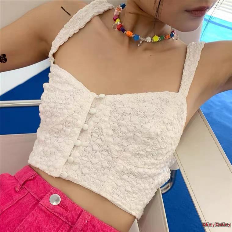 Áo Hai Dây Cổ Khoét Sâu Phong Cách Vintage Quyến Rũ Cho Nữ