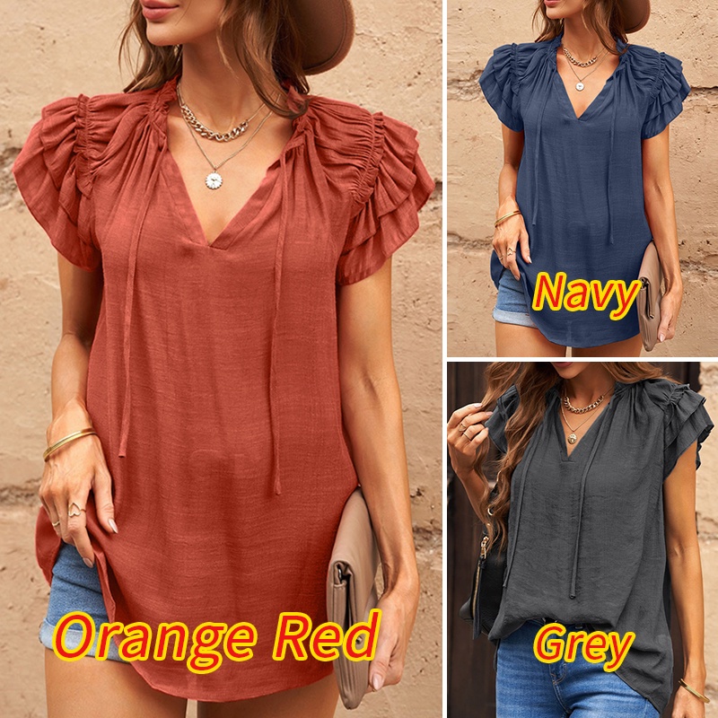 Zanzea Áo Tay Ngắn Cổ Chữ V Thời Trang Sành Điệu Cho Nữ