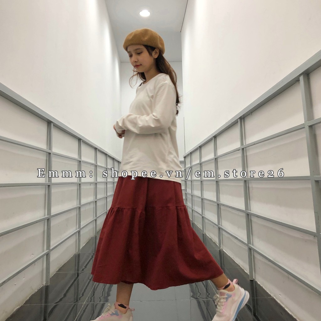 Chân váy cotton xẻ tà, hàng Quảng Châu, Freesize (Ảnh thật tự chụp) | BigBuy360 - bigbuy360.vn