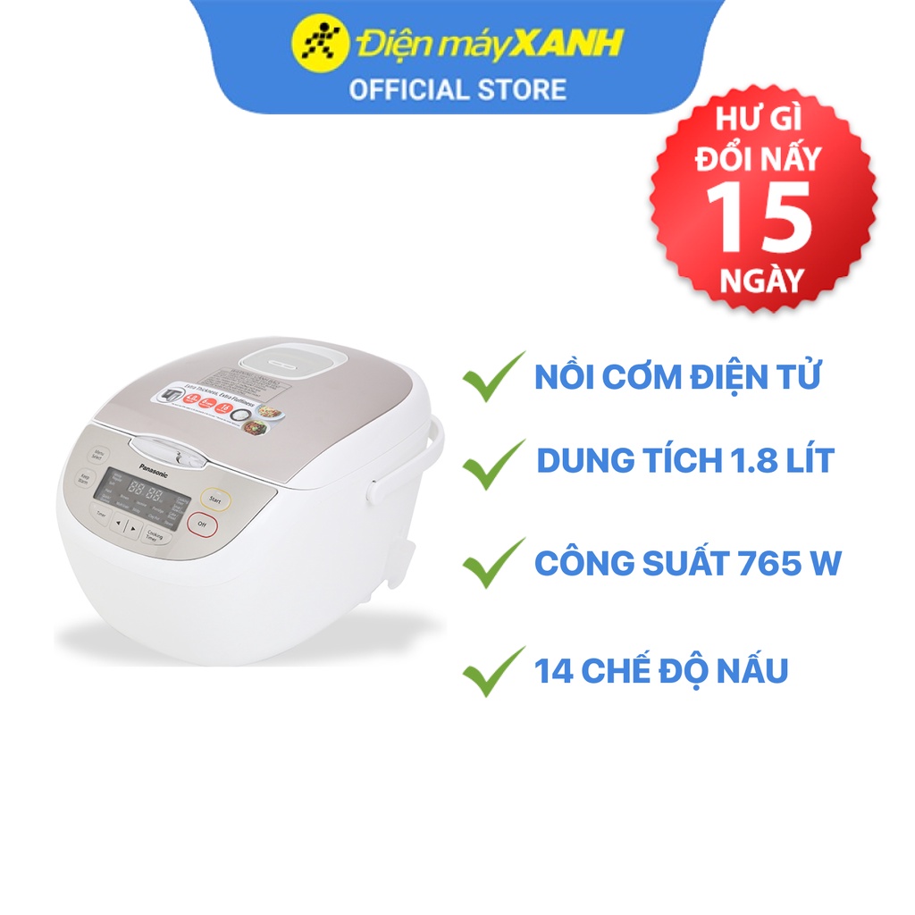 Nồi cơm điện tử Panasonic SR-CP188NRA 1.8 lít 765 W lòng nồi chống dính - Chính hãng BH 12 tháng - Sản xuất tại Malaysia