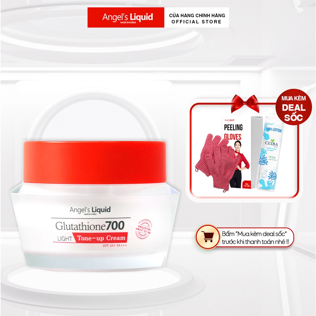 Kem Dưỡng Trắng Da Nâng Tone, Chống Nắng Angel Liquid Glutathione 700 Light Tone Up Cream (Ngày) 50ml