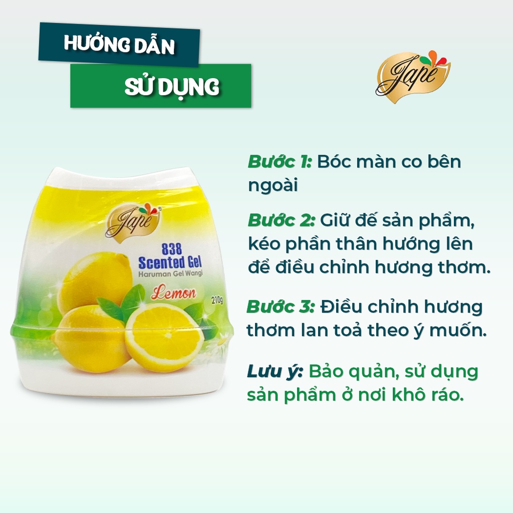 Sáp Thơm Khử Mùi Jape 838 Thơm Lâu Mùi Nhẹ Nhàng Tự Nhiên - Hương Chanh - 210g