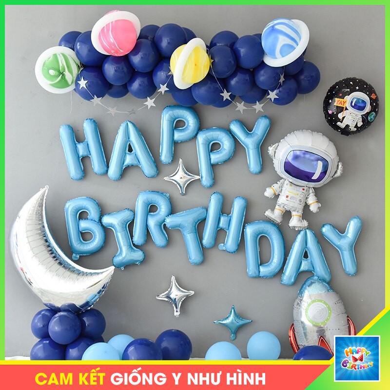 Set bóng trang trí sinh nhật phi hành gia bé trai y hình PC061 #TrangTriSinhNhat