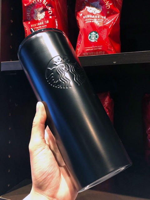 🎴[CHÍNH HÃNG] Ly giữ nhiệt STARBUCKS Embossed Siren All Black - Mỹ🇺🇸