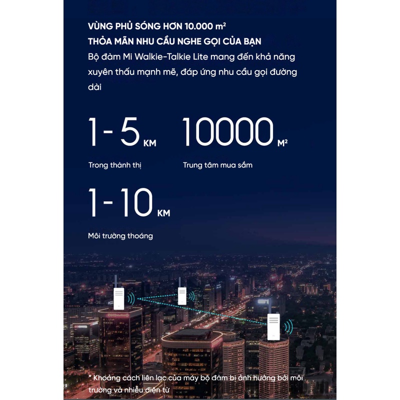 Bộ đàm thông minh Xiaomi Walkie Talkie Lite , dễ dàng ghép nối với các bộ đàm khác, thời lượng pin đến 10h