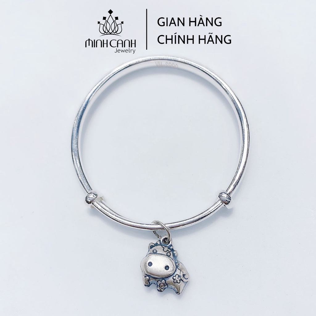 Lắc Bạc Bé Trai Bé Gái Khắc Tên Charm Trâu Tuổi Sửu - Minh Canh Jewelry