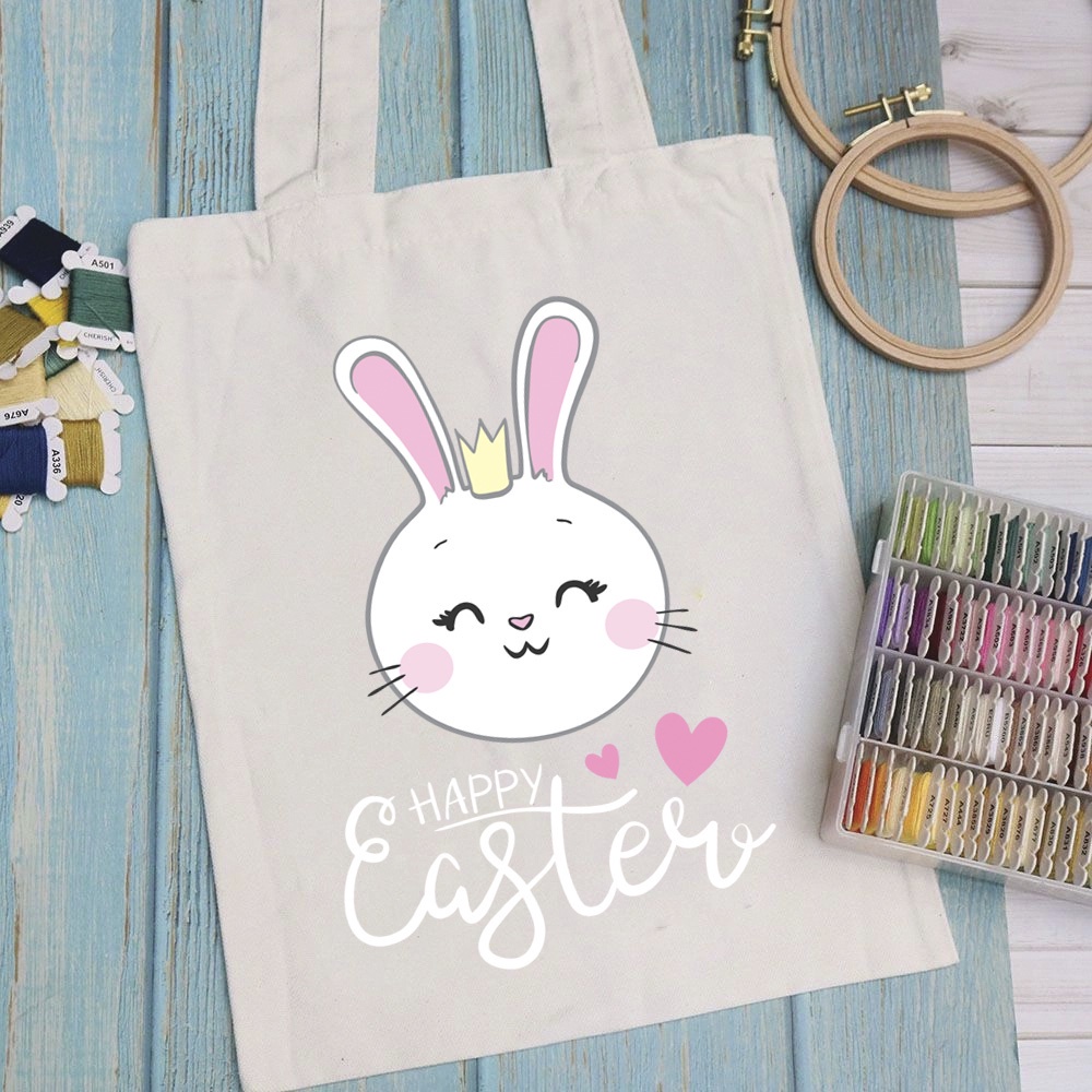Túi vải túi Tote RABBIT - Mẫu 2 vải canvas dày đẹp cho nữ có khóa miệng đi học đi chơi. In hình theo yêu cầu