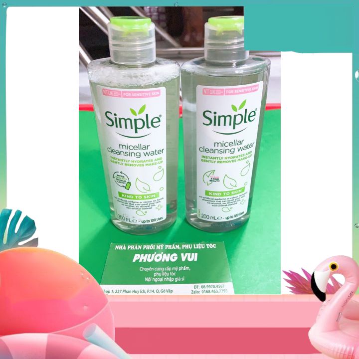 NƯỚC TẨY TRANG SIMPLE 200ML-tẩy sạch lớp trang điểm bụi bẩn -sạch sâu lỗ chân lông-giúp da thông thoáng không nhờn rít