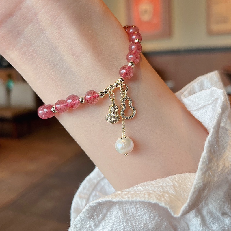 Vòng Đeo Tay Hình Bướm Đính Đá Pha Lê Hồng Thời Trang Xuân Hè Cho Nữ