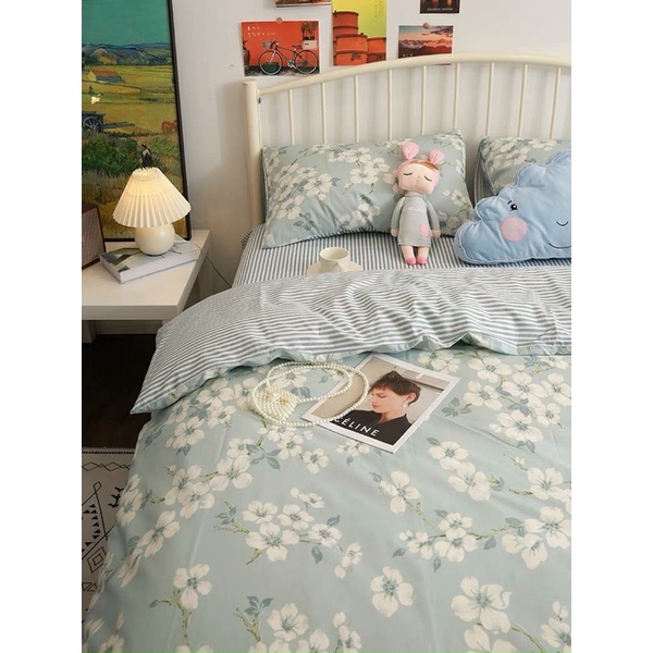 Bộ Chăn Ga Gối ❤️ Cotton living 100% cao cấp đủ size ga giường họa tiết hoa nhí nhập khẩu Hàn Quốc