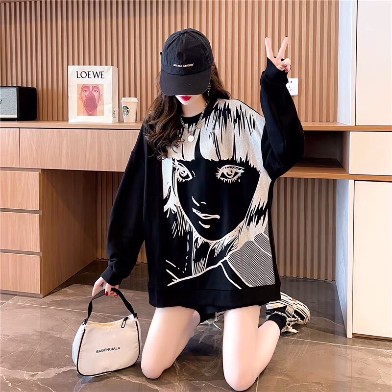 [BÁN SỈ] Áo SWETER IN Hình Cô Gái Đen Chuẩn Phom UNISEX