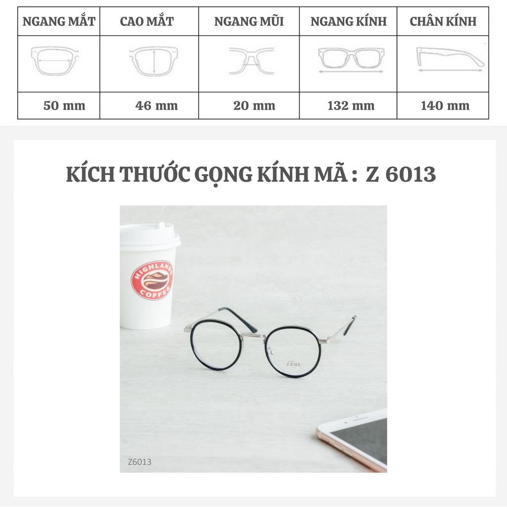 – Gọn kính mắt tròn , kính cận phong cách Retro Z6013