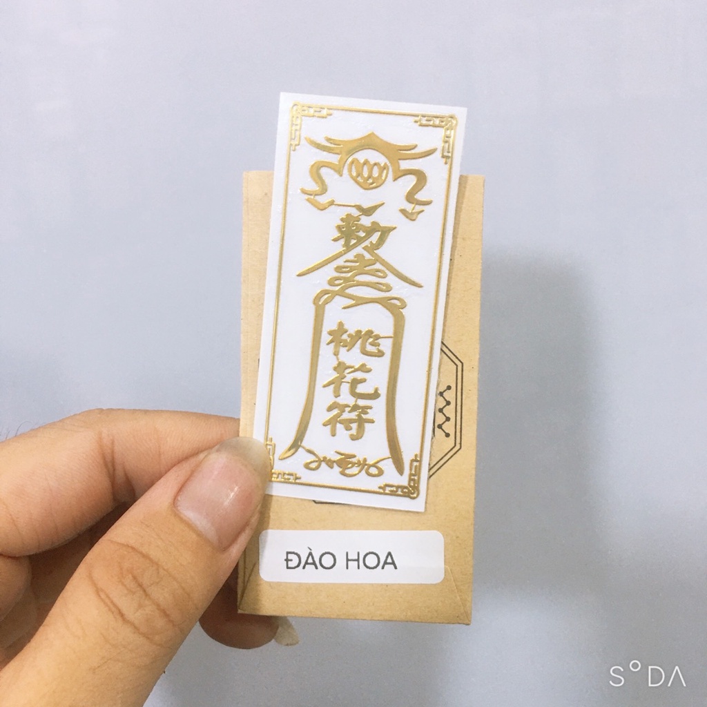 Bộ tứ linh phù THẦN TÀI + ĐỔI VẬN + BỒ TÁT + ĐÀO HOA dán mặt lưng điện thoại