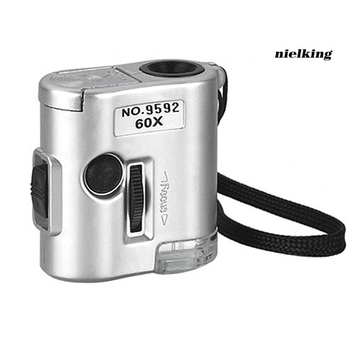 Kính lúp mini phóng to 60X có đèn LED dùng thẩm định vật dụng tiện lợi