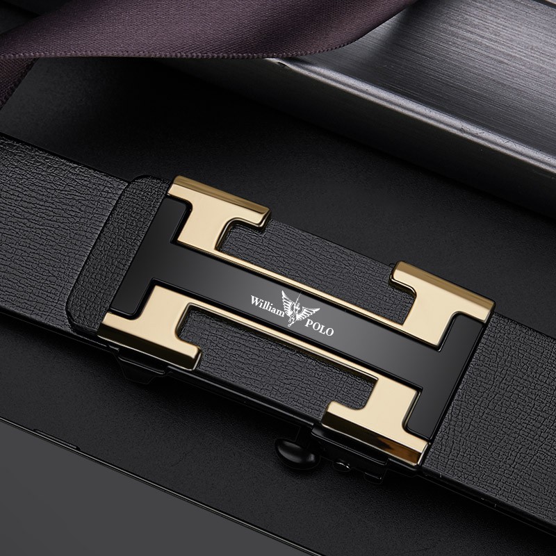 Thắt lưng Nam thời trang - da bò, mặt kim loại cao cấp nhập khẩu chính hãng William Polo 20388-90P - Bảo hành 12 tháng