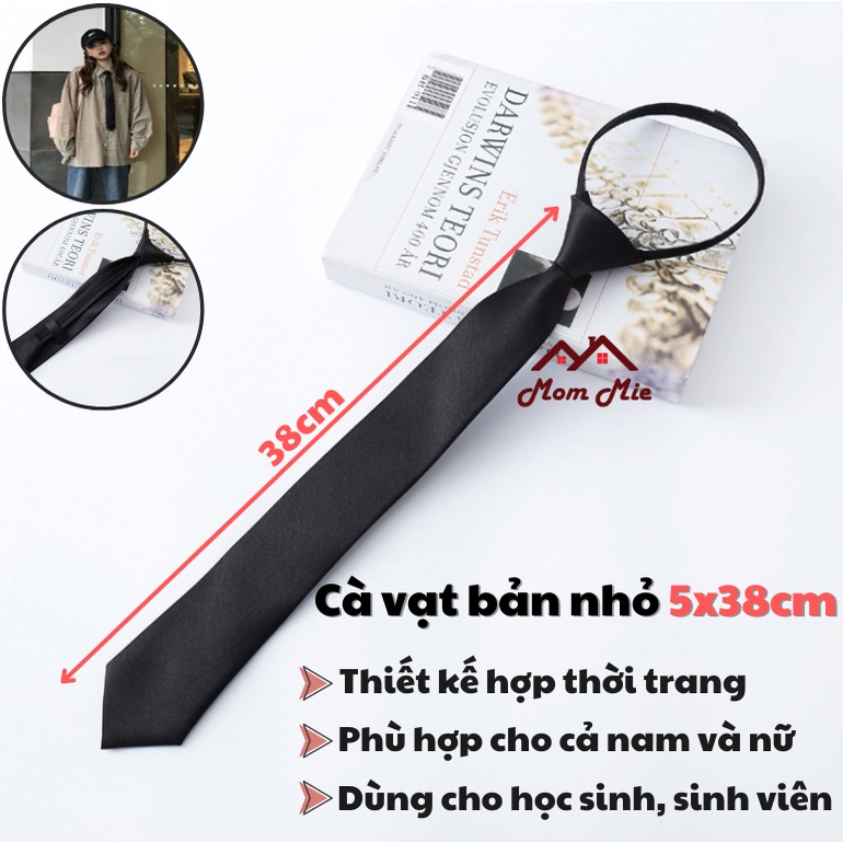 Cà vạt nam bản nhỏ 5cm - THẮT SẴN hoặc TỰ THẮT (Đen, Nâu, Đỏ, Xanh biển)