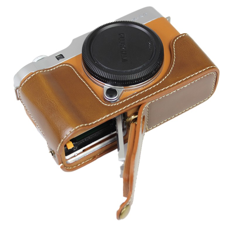 Đế bảo vệ máy ảnh bằng da PU che nửa thân dưới cho FujiFilm X-A7 XA7