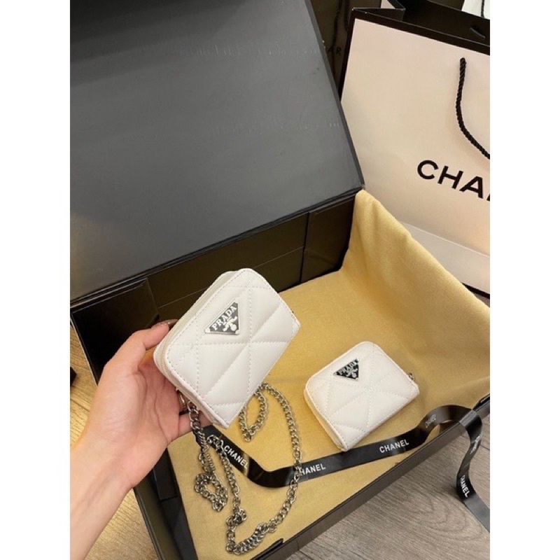 Túi Đeo Chéo Pra Mini, Ví Nữ Cầm Tay Trần Trám Có Dây Đeo Chéo