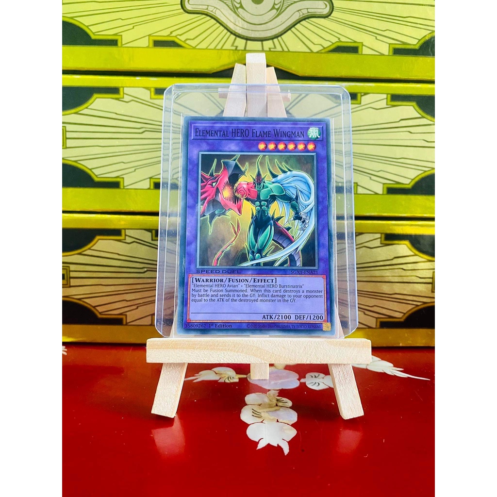 [ Dưa Hấu Yugioh ] Lá bài thẻ bài Combo Elemental HERO Flame Wingman - Tặng bọc bài nhựa bảo quản